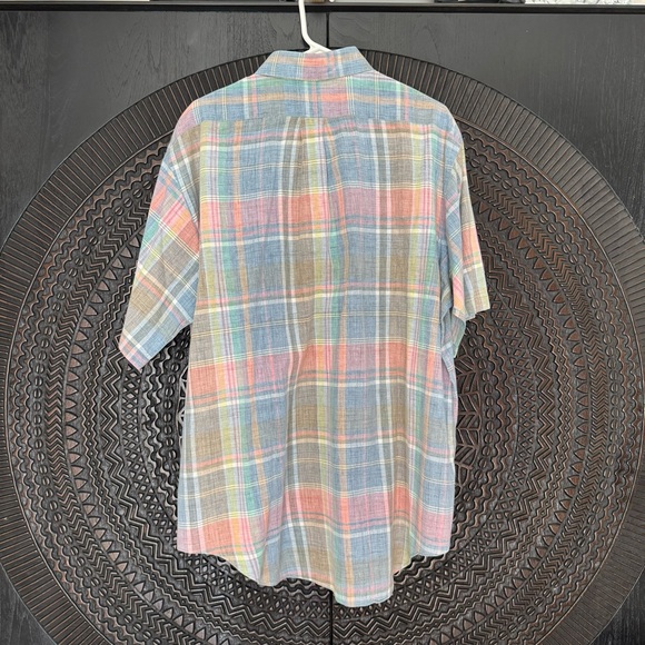 Vintage Tuttle Golf Collection Button Down Rainbow Plaid Shirt XL Resort Beach - Picture 7 of 12